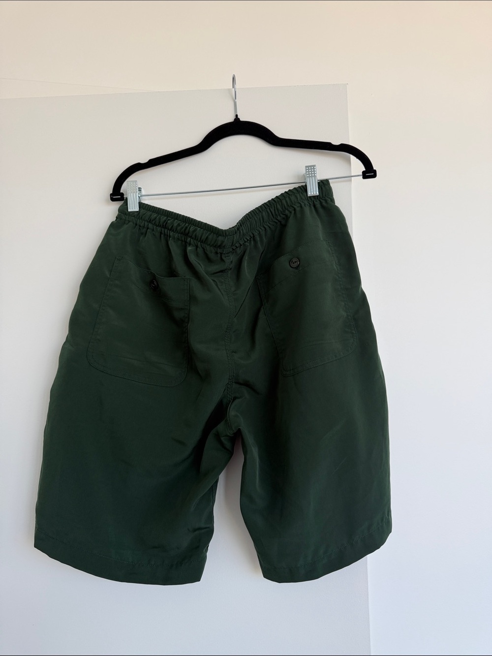 Needles Dark Green Men's Drawstring Shorts with Purple Butterfly - Picture 2 of 4